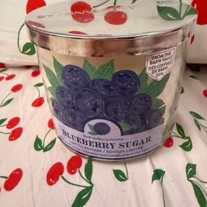 Bath & Body Works Blueberry Sugar Candle with Purple and Green Accents